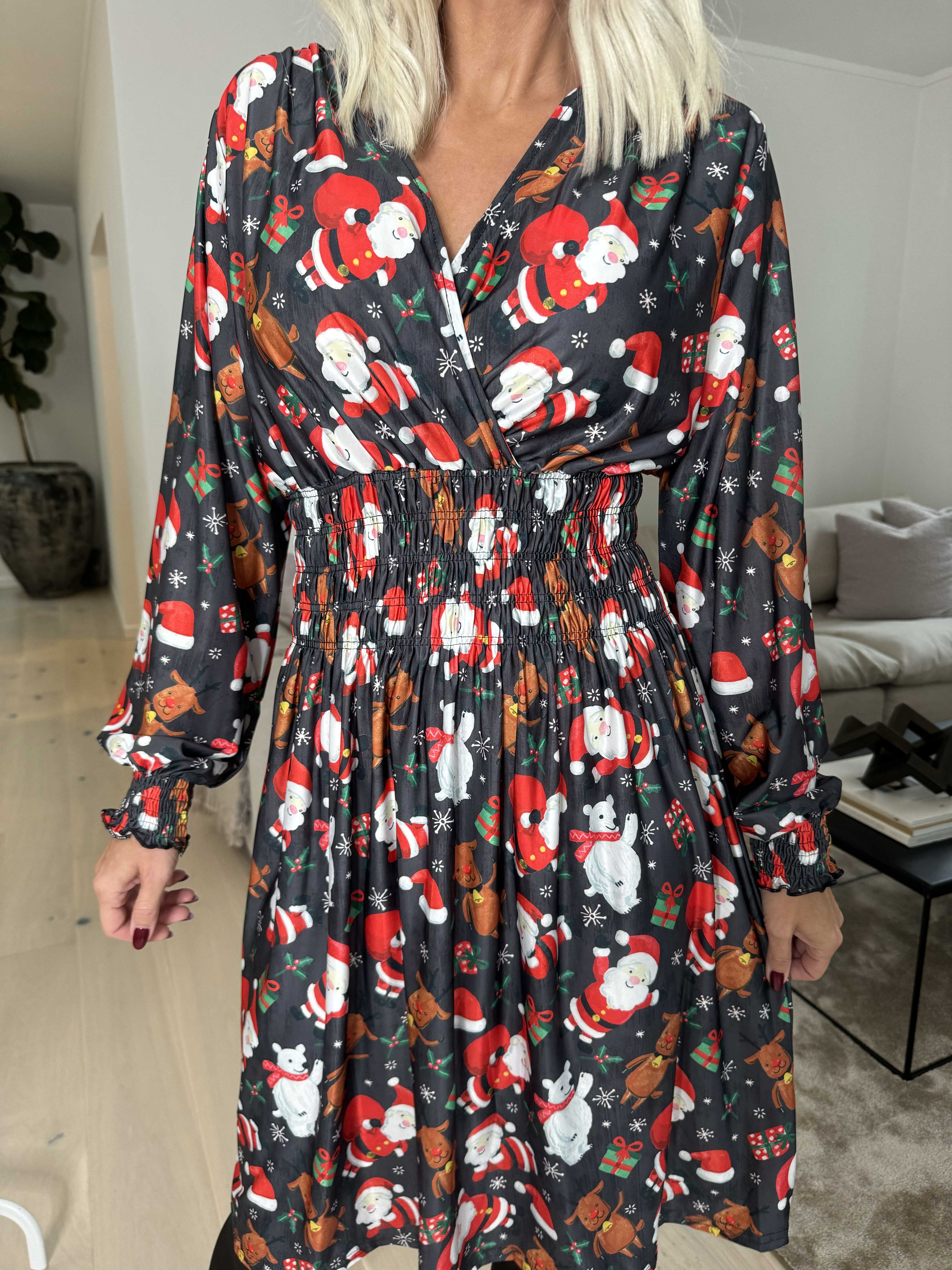 Pams Christmas Short L/S - Elastisk klänning med jultryck